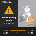 Amber warning for heat extended