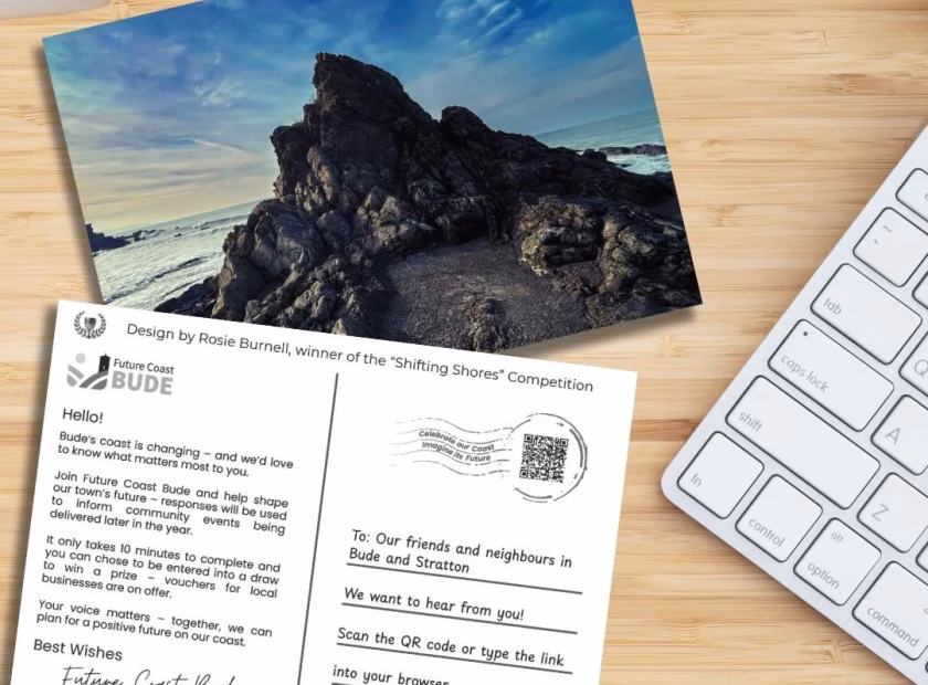 Survey Promo Comms – Wk 1 Image showing front & back of postcard